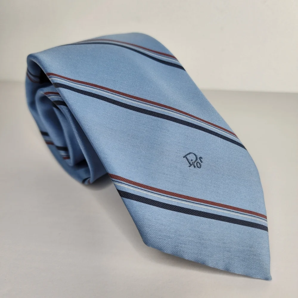CHRISTIAN DIOR Blue & Red Tie.
